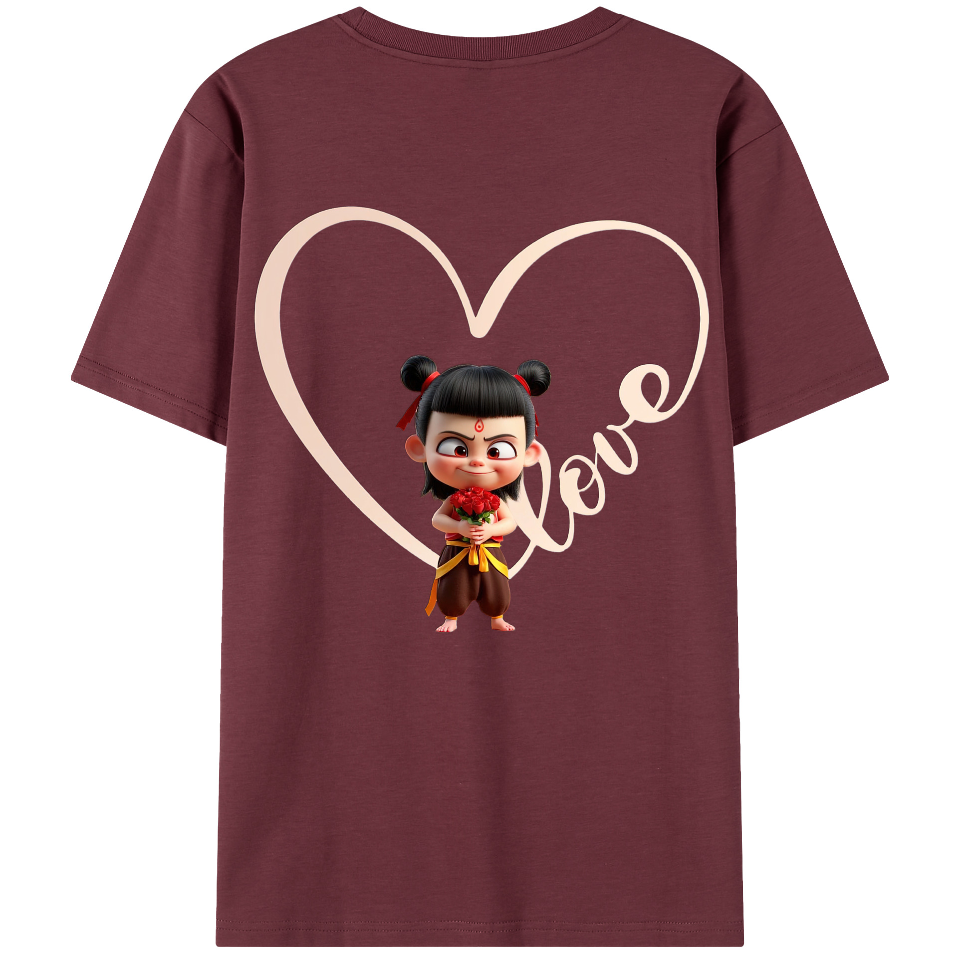 （画像用） Ne Zha 2 ナタ 魔童の大暴れ 綿100％半袖Tシャツ（背面プリント）